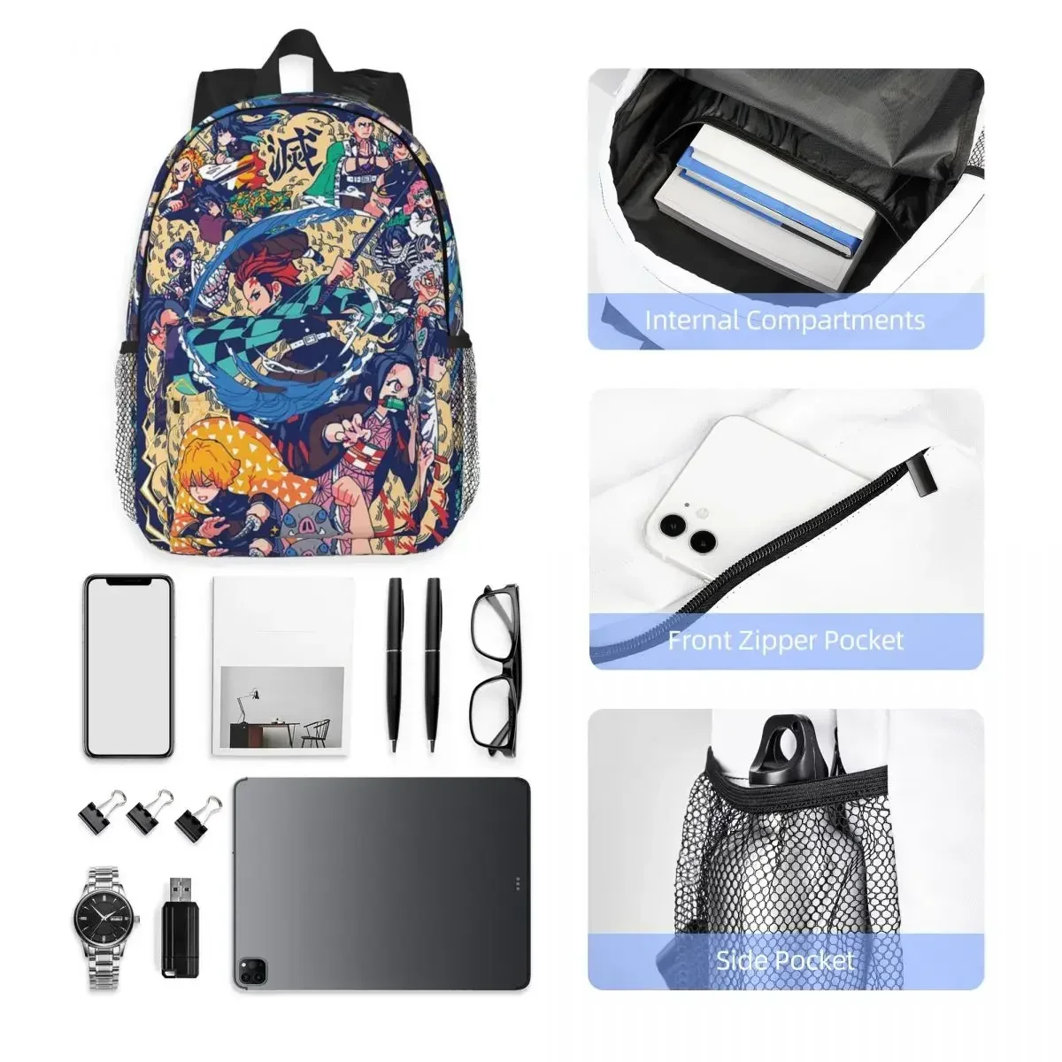 شيطان القاتل Yaiba أنيمي فيلم حقيبة الظهر رائجة البيع Daypack سعة كبيرة صبي الفتيات BookBag حقائب كتف للرجال والنساء حقيبة مدرسية
