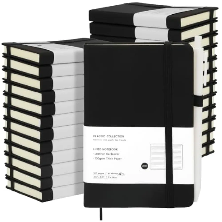 

Набор из 24 мини-блокнотов формата А6 с 24 белыми ручками, классический кожаный ежедневник в твердом переплете с держателем для ручек для мужчин и женщин