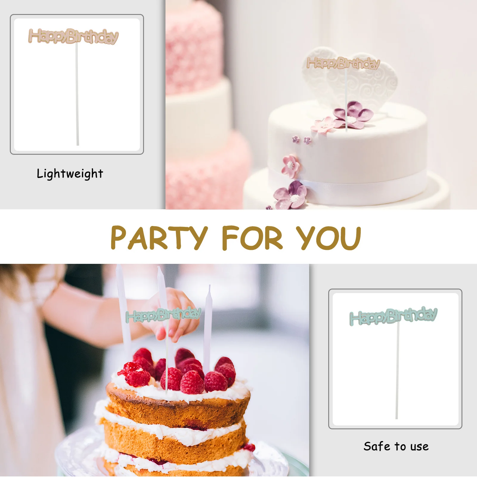 

2 set Birthday Topper Pearl Mesh Star Cupcake Toppers For Party Decorations Happy Birthday Cake Decor Cake Scene Props