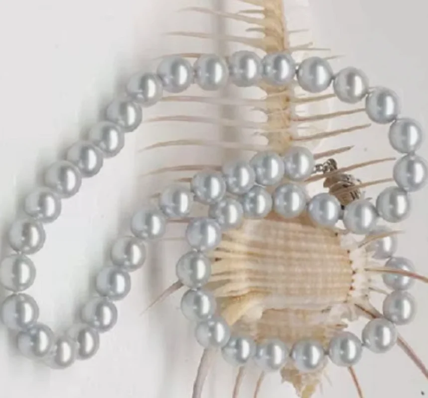 Rare! AAA+9-10mm Gray Akoya South Sea Pearl Necklace  \