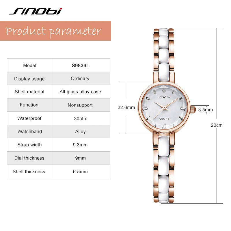 SINOBI New Design Women Fashion Wristwatches Shinning Rose Golden Bracelet Women Watches Luxury Diamond Quartz Watches for Women