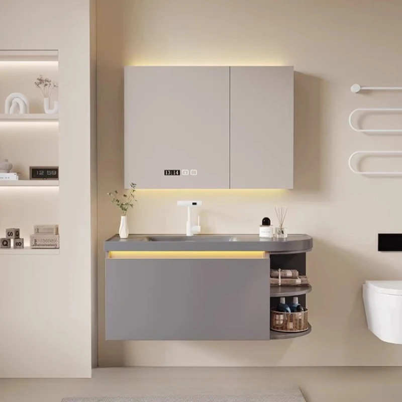 

Light Mounted Bathroom Cabinets Floating Wall Tall Rack Bathroom Cabinet Storage Shelf Gabinete De Banheiro Home Accessories