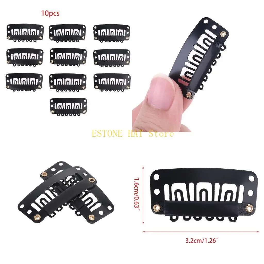 49MF 10 PCS 32mm U Metal Hair Clips For Hair Extensions Weft Clip-on