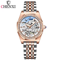 Fashion Chenxi Automatic Mechanical Watch Top Brand Elegant Ladies Clock Rose Gold Stainless Full Steel Waterproof Wrist Watches