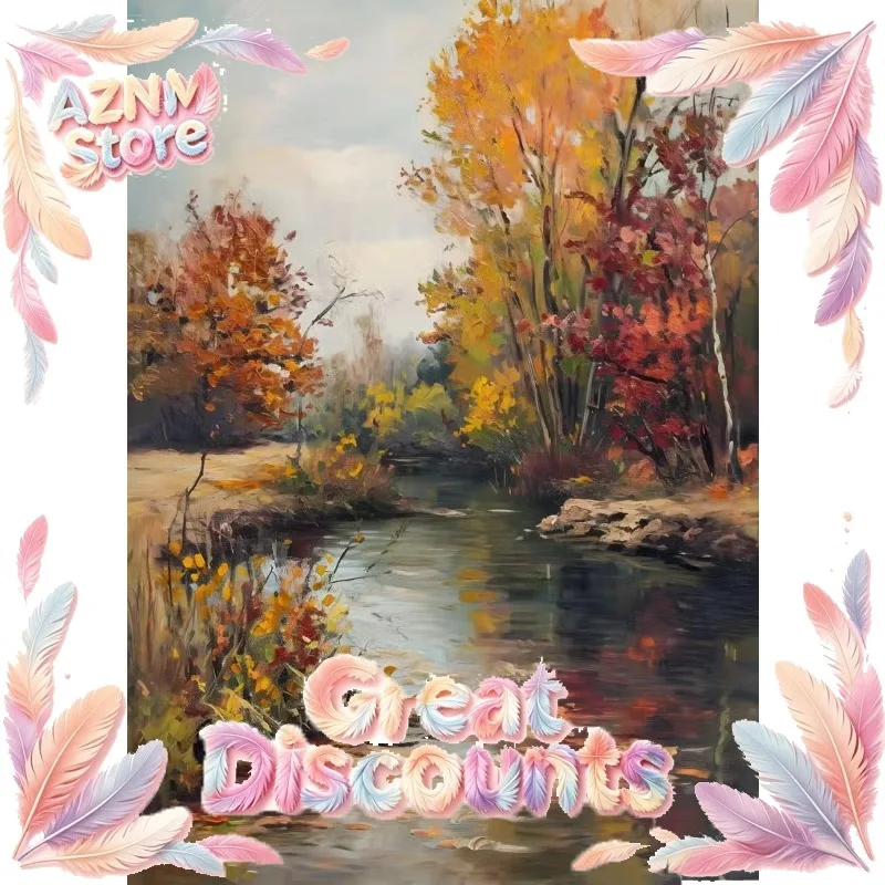 2026 Abstract Autumn Fall Landscapes Art Posters Forest The River Prints Canvas Painting Wall Art Picture For Living Room 