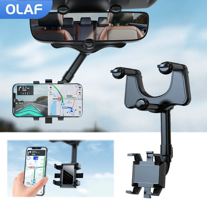 Auto Rearview Mirror Car Telephone Holder 360 Degree Rotatable Mobile Mount Stand For Car Adjustable Cell Phone Support in Car