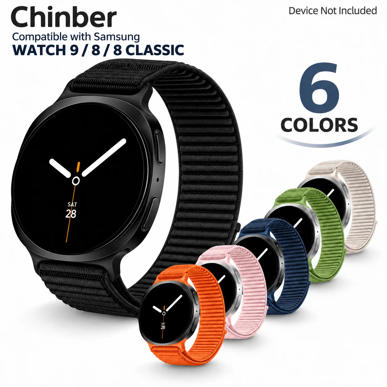 1 PCS Nylon Loop Sport Band Compatible with Samsung Galaxy Watch 9/8 40mm/44mm, Stretchy Elastic Fabric Wristband for Samsung