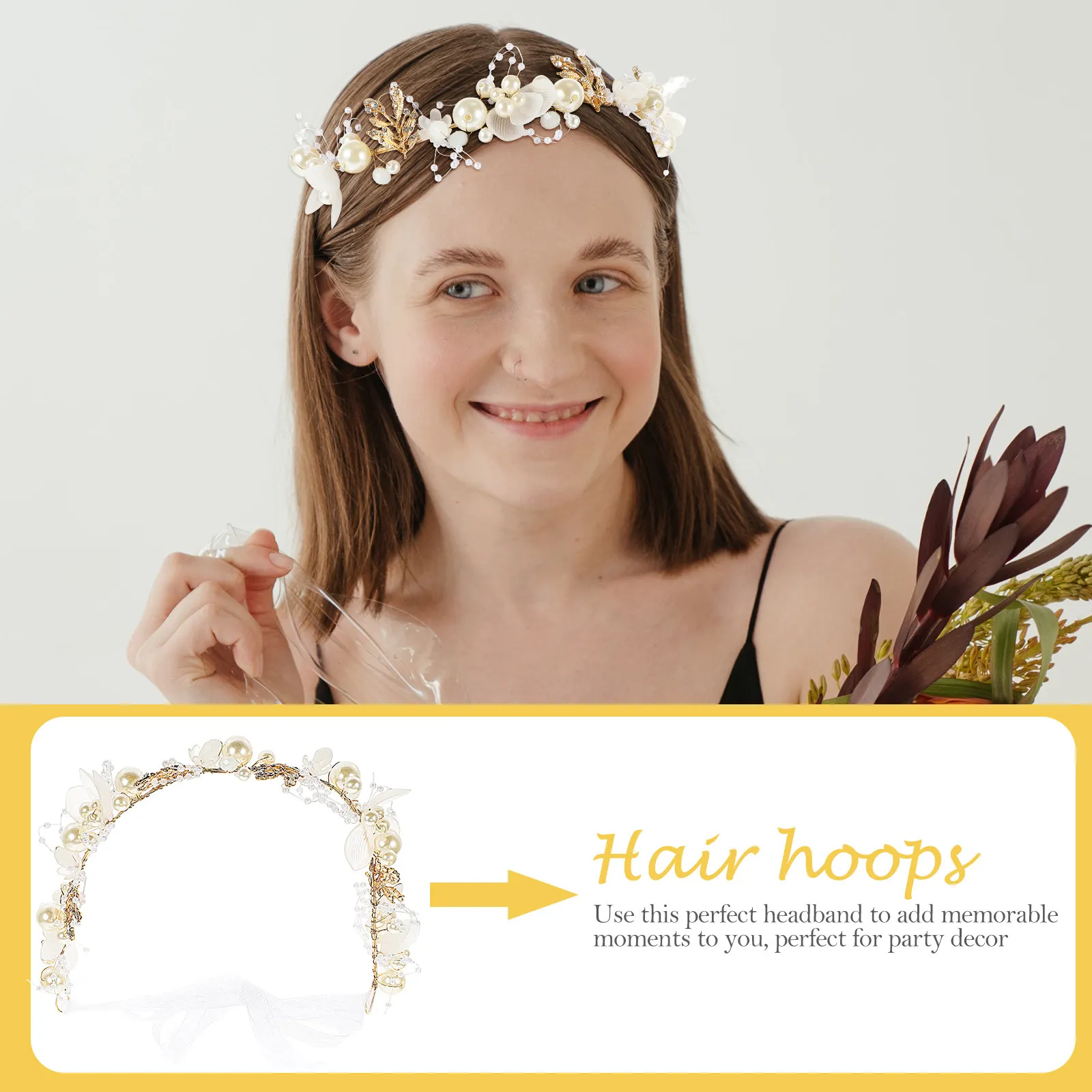 

Стильная повязка на голову с жемчужным цветочным дизайном, свадебное украшение для волос невесты, повязка для волос подружки невесты, декоративный головной убор для вечеринки