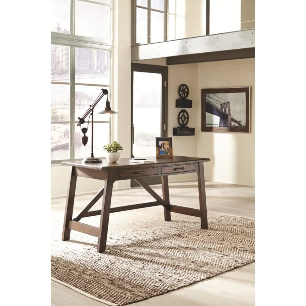 Rústico Home Office Desk, angustiado Brown