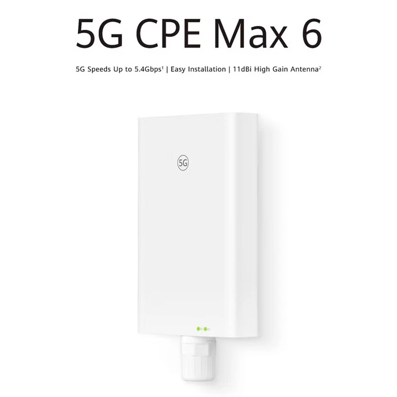 Brovi 5G Outdoor CPE Max 6 H362-383 IP65 POE Supply 2.4GHz WiFi 5G NSA+SA 4G LTE CAT20 Sim Card Outdoor Modem Router 11dBi