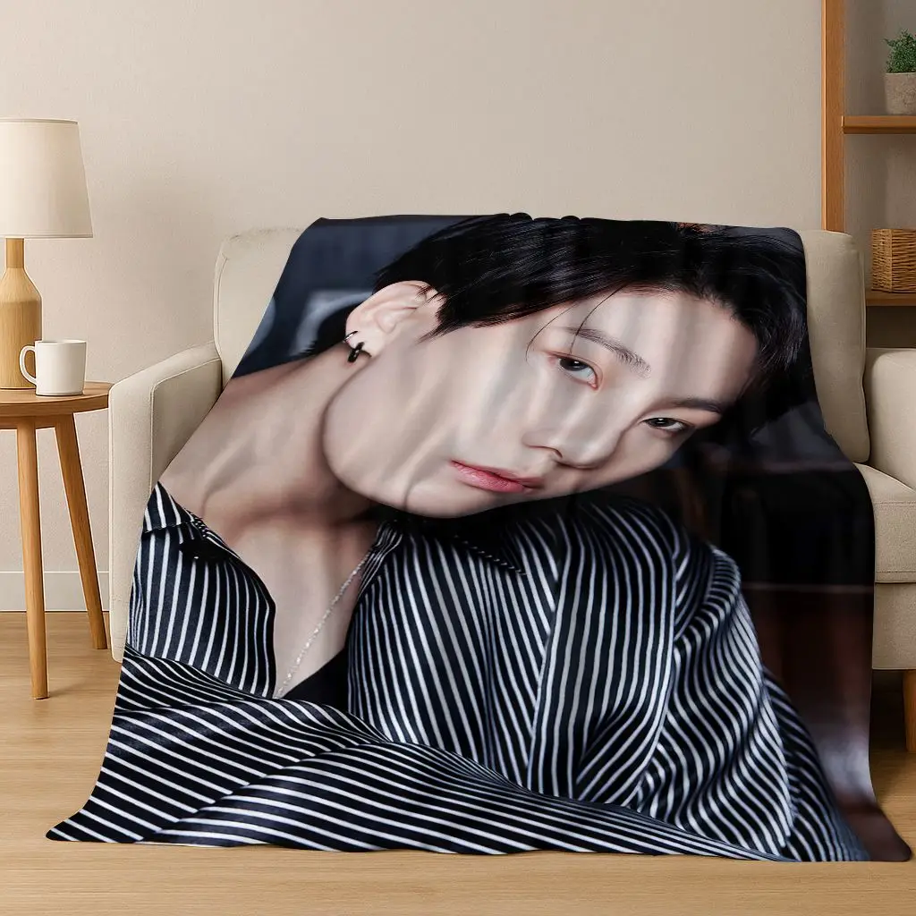 ثلاثية الأبعاد Kpop Jeon Jung Kook Jk JIMIN ستار الفانيلا بطانية لينة بطانية دافئة لغرفة النوم غرفة المعيشة السرير السفر التخييم نزهة هدية #3