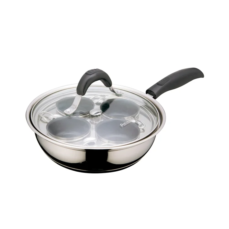 

Factory Wholesale C Series Double Frying Pan Stainless Steel Kitchen Cookware with Glass Lid Cooking