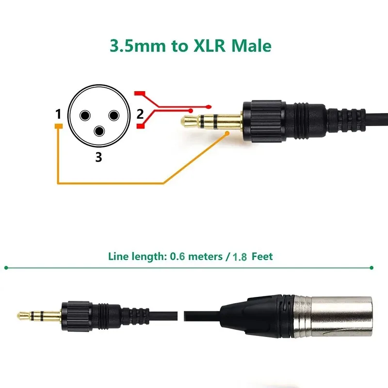 Canfon TRS Convert XLR Audio Cable Balanced Output for Saramonic/Comica/Sennheiser/Rode Wireless Microphone Connect to Camera view 6