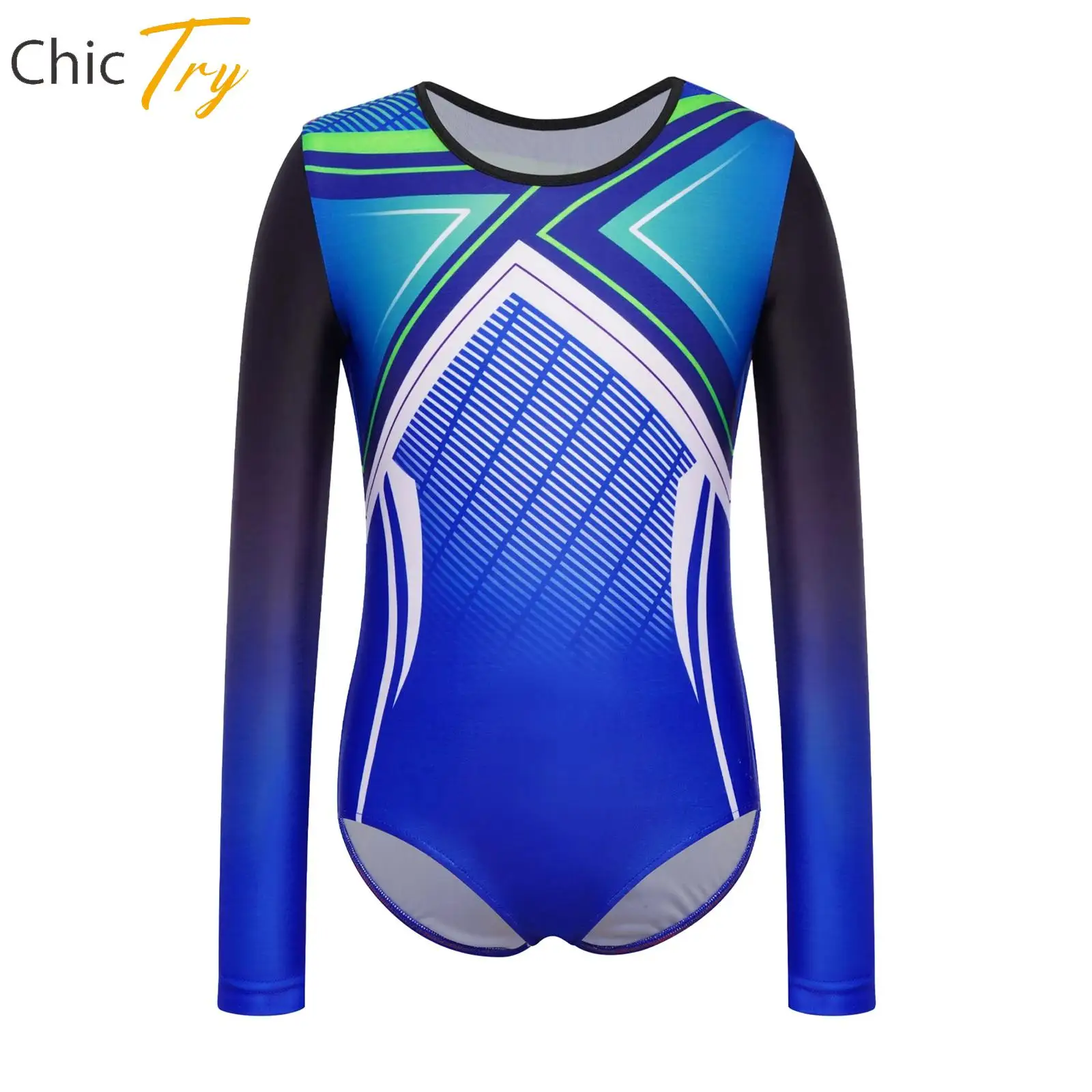 

Rhythmic Gymnastics Leotard for Kids Boy Long Sleeve Press Button Crotch Bodysuit Children Figure Skating Dance Clothes Swimwear