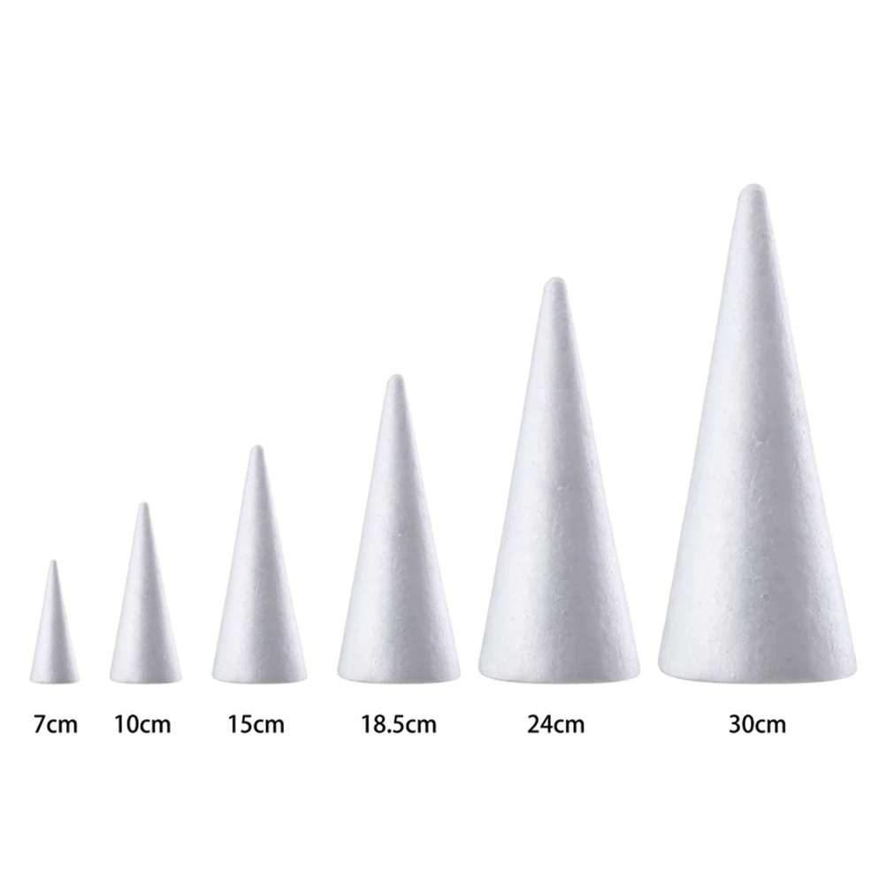 

12 Pcs Craft Foam Cones Solid Polystyrene Material DIY Ornaments Kids Activities Clay Accessories Winter Decorations