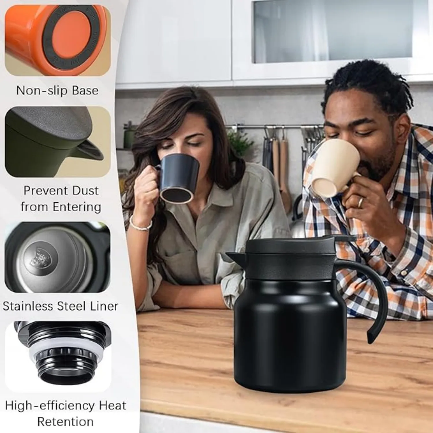 إبريق شاي طويل عازل من الفولاذ المقاوم للصدأ، غلاية حرارية لتخمير المنزل، يجب اقتناؤها مصفاة شاي