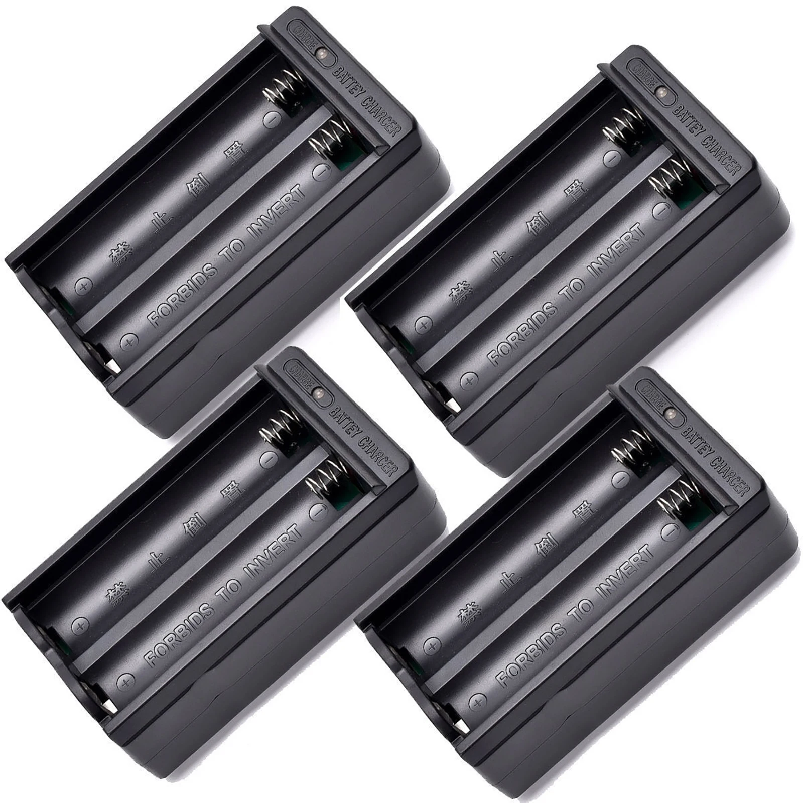 4Pcs Dual Slot Battery Charger For 18650 3.7V Rechargeable Li-Ion Battery Travel Wall Charger 110V-240V Battery Holder With Plug