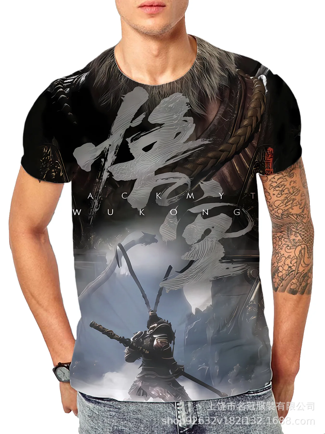 3A game black myth. Wukong 3D printed T-shirt Chinese trendy versatile casual short-sleeved breathable quick-drying clothes