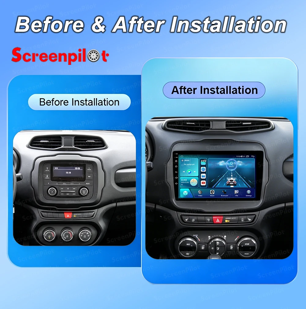 9 Inch Android 16 For Jeep Renegade 2016-2020 Car Radio Stereo Head Unit Multimedia Video Player GPS Navigation 2K QLED 8 Core