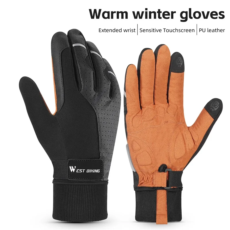 WEST BIKING Lokaler Versand Winter Warme Fahrradhandschuhe Outdoor Ski MTB Bike Motorradhandschuhe Verdickt Verlängert Herren Damen Thermische Sportausrüstung