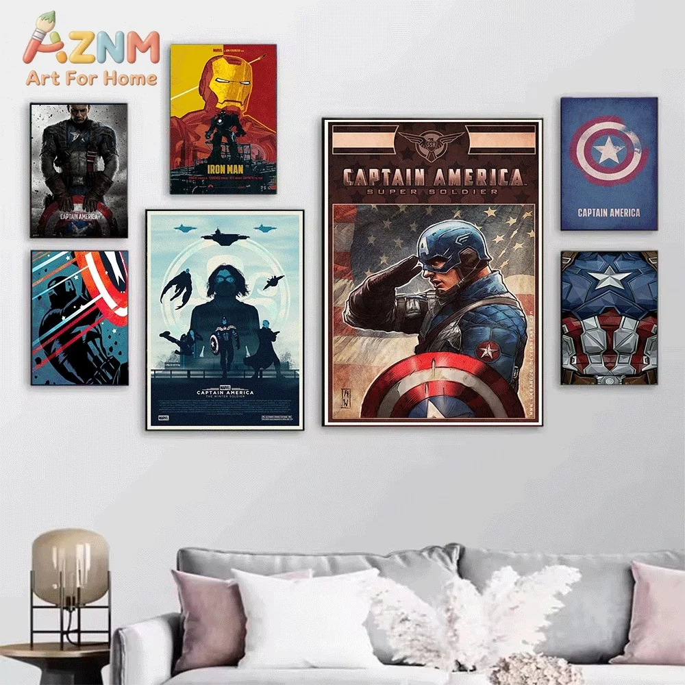 Captain America Winter Soldier Civil War Canvas Wall Poster,Marvel Superhero Retro Movie Art Print,Unframed Canvas Painting fo