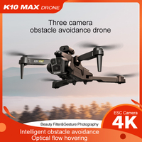 K10 RC DRONE 4K high-definition triple camera foldable 360°WIFI brushless obstacle avoidance quadcopter toy gift
