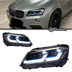 LEDデイタイムライト,デュアルプロジェクター,改造カーアクセサリー,bmw x3,f25,2011-2013用ヘッドライト,最新スタイル,自動車部品