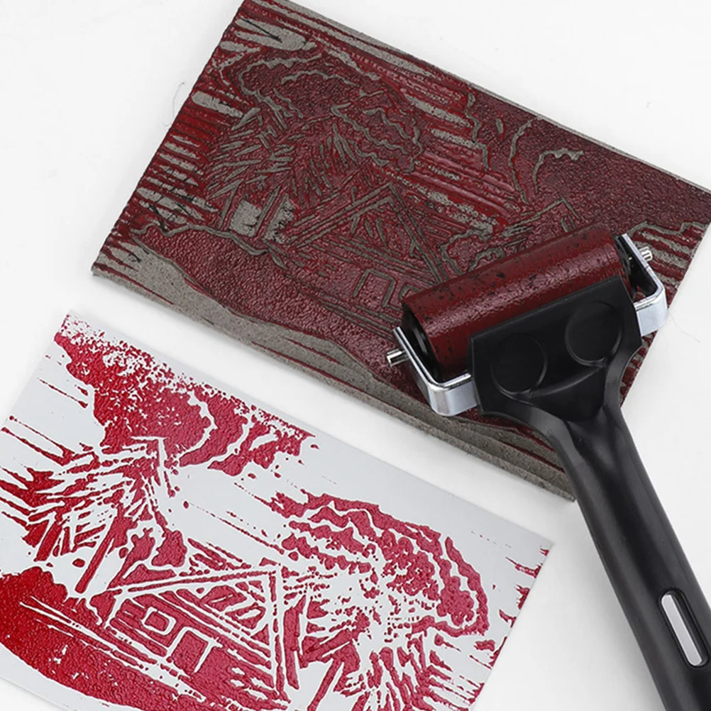 Printmaking Roller Rubber Ergonomic Handle Durable Printmaking Tool for Ink Rubbing Craft Supplies Sticker Burr Roller