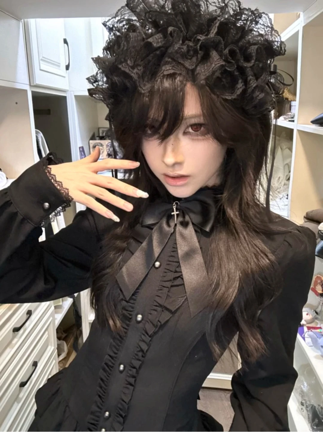 Gothic Lolita Dress Long Sleeve Bow Tiered Mini Dress American 2000s Vintage Goth Punk Style Women Casual Streetwear 2026 Autumn