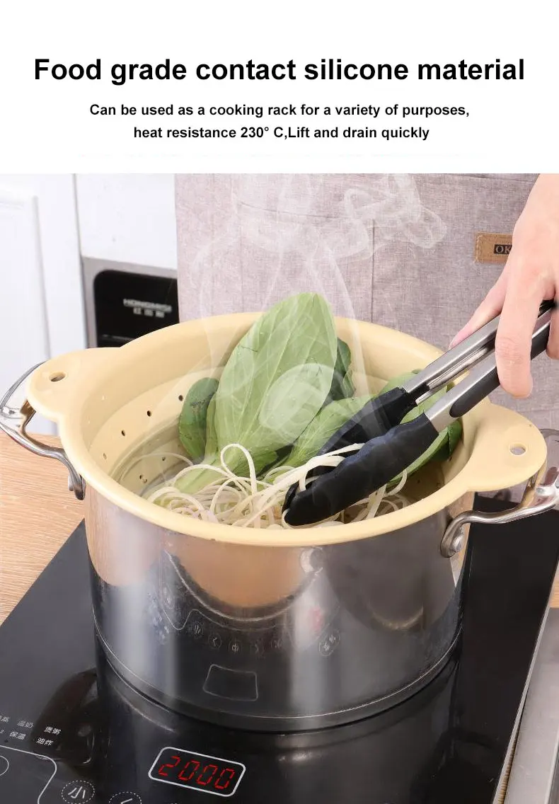 Foldable Food Silicone Drain Basket Fruit Vegetable Washing Basket Strainer Colander Collapsible Drainer Kitchen Storage Tool