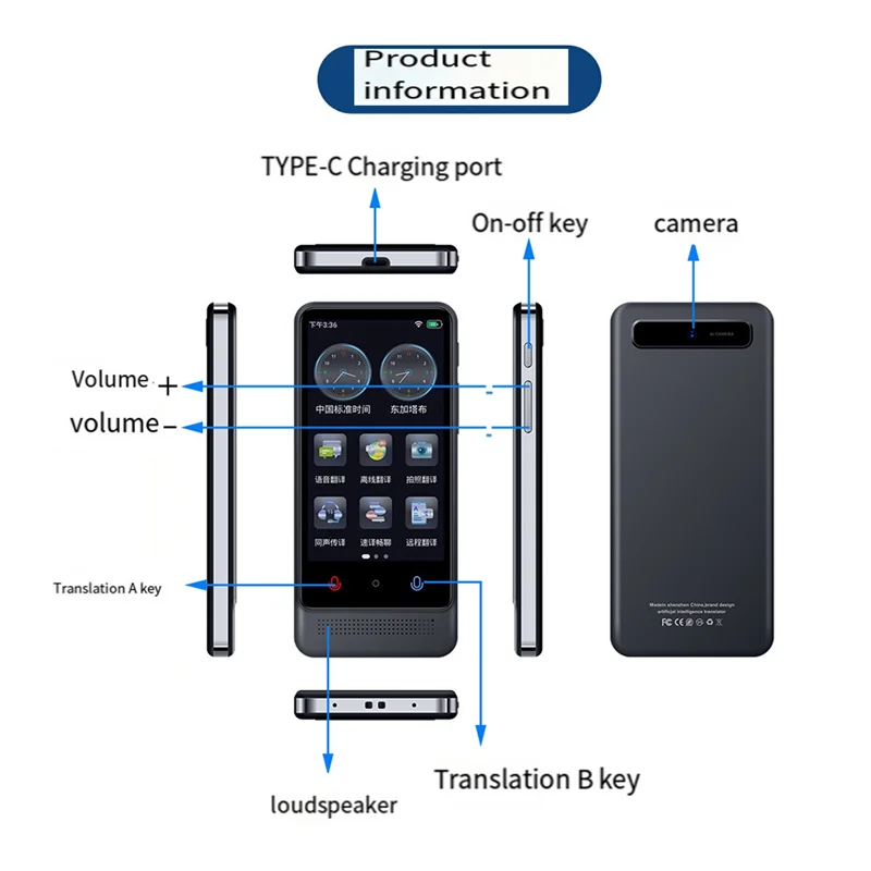 휴대용 M12 번역기 137개 언어 실시간 음성 및 사진 번역 오프라인 광동어 지원abgi