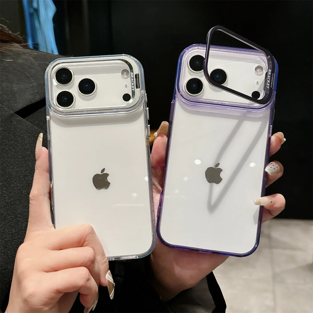 Transparente Hartschalen-Handyhülle für iPhone 18 17 Air 16 15 Plus 14 13 12 Pro Max mit Metallhalterung, Stoßfeste Schutzhülle – Detail 15