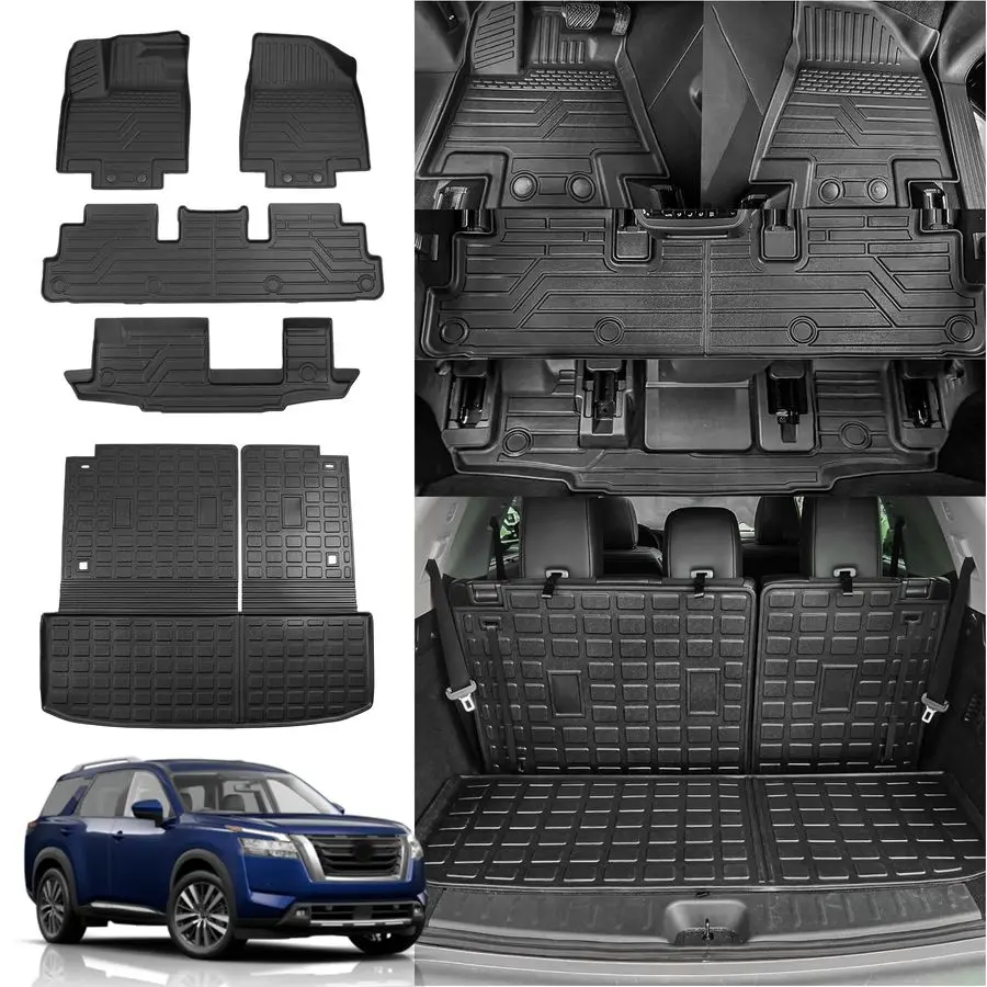 

Floor Mats Compatible with 20222024 2025 Nissan Pathfinder 7amp8 Seats Cargo Liner Cargo Mat Trunk Liner Back Seat Cover Pathfin