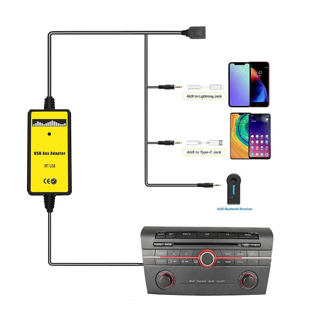 Car Audio USB AUX Digital Input Adapter CD Changer for Mazda