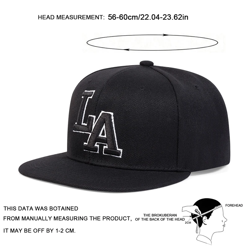 Unisex LA Letter Embroidery Hip-hop Hats Spring Autumn Outdoor Adjustable Casual Baseball Caps Sunscreen Hat