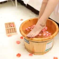 CM Premium Cedar Foot Soak Tub Durable Solid Wood Foot Massage Barrel Thickened for Heat Preservation Home Spa Hot Tub