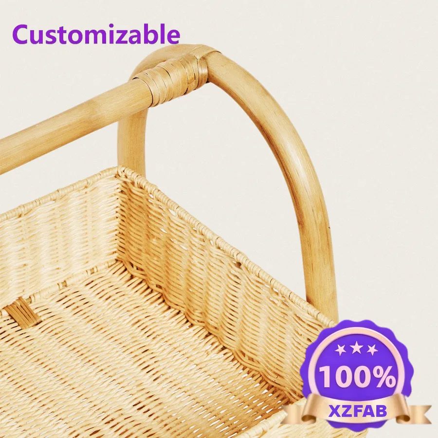 Factory Direct 2026 Nordic style floor-to-ceiling rattan storage rack B & B hotel remote control storag basket hand-woven three