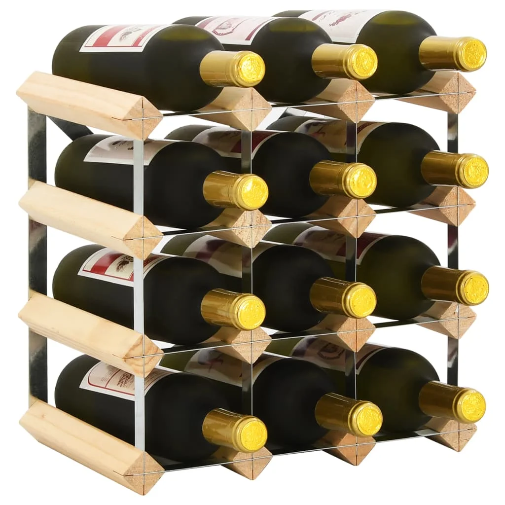 Casier à bouteilles de 12 bouteilles, bois de pin massif, décoration moderne, présentoir créatif pour bouteilles de vin, organisateur de vin Stable