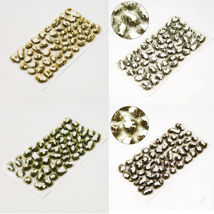 Miniature Grass Tuft with Snow Model Accessories For Building Railway Train Scene Wargame Base Garden Outdoor Winter Plant Decor