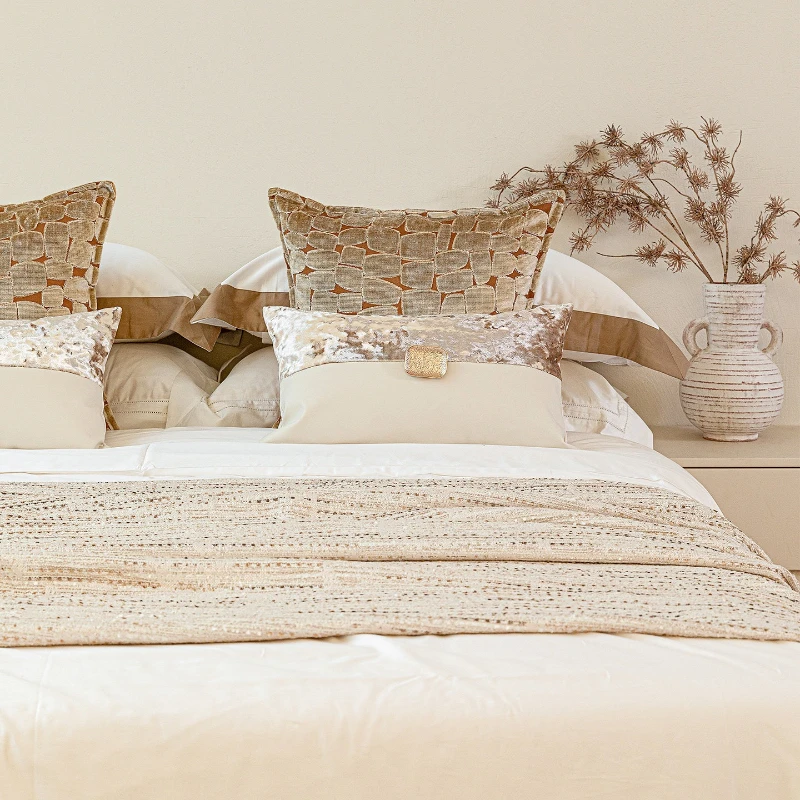 30X50/50X50CM Beige Gold Throw Pillow Cover Simple Light Luxury Stamping Waist Cushion Cover Decor Home Decorative Pillowcase