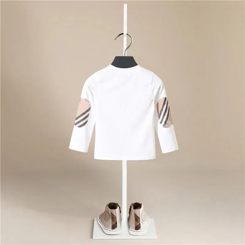 New Spring and Autumn Children Baby Boy Children's White Matching Long-sleeved Pocket striped T-shirt for Boys Casual Joker