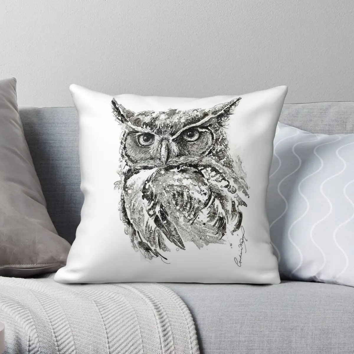 

The Wise Owl Night Pillowcase Polyester Linen Velvet Printed Zip Decorative Throw Pillow Case Room Cushion Case