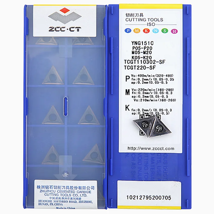 

ZCC.CT TCGT06T102-SF YNG151C/TCGT090204-SF YNG151C/TCGT110304-SF YNG151C/TCGT110304-SF YNG151 CNC CARBIDE INSERTS 10PCS/BOX