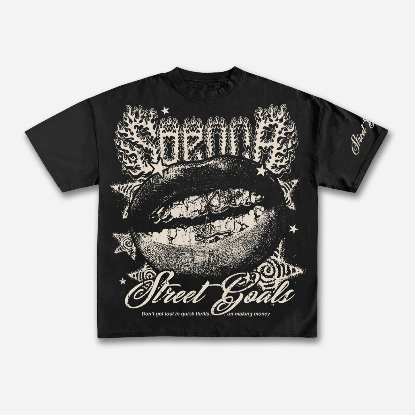 Street Goals Lip Braces Make Vintage Printed Graphics Cotton T-shirt Men Y2K Short Sleeves Oversize T-shirt Streetwear Women Top