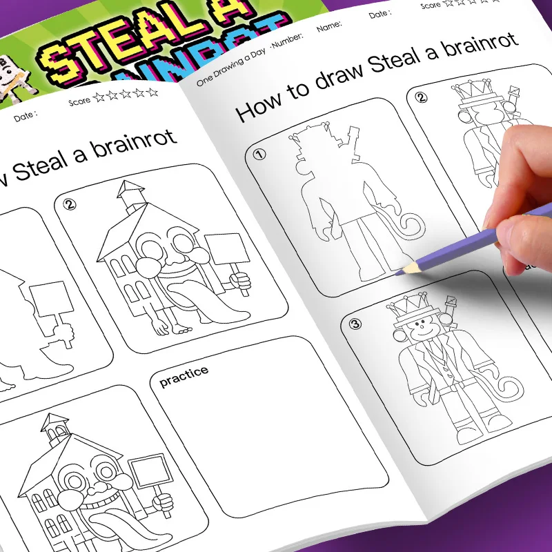 So zeichnen Sie: Ein Aktivitätsbuch zum Thema „Steal a Brainrot“: Einfache Schritt-für-Schritt-Anleitungen | Lustiges Meme-Kreaturen-Kunstbuch für Kinder – Detail 2