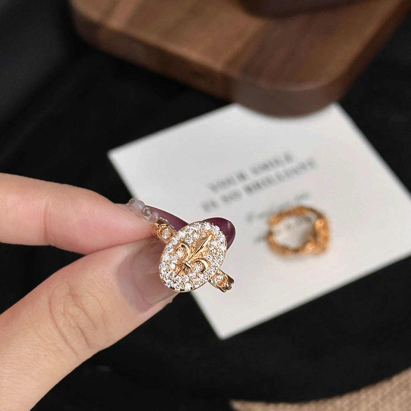 خاتم بلوم رومانسي قابل للتعديل للنساء، مجوهرات أنيقة مستوحاة من الطراز القديم، خاتم مكدس بسيط ورائع #1