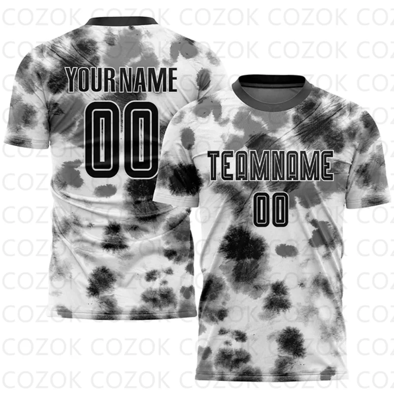 Camisa de futebol personalizado Tie-Dye Color Point para homens, futebol unisex mangas curtas, camisetas esportivas