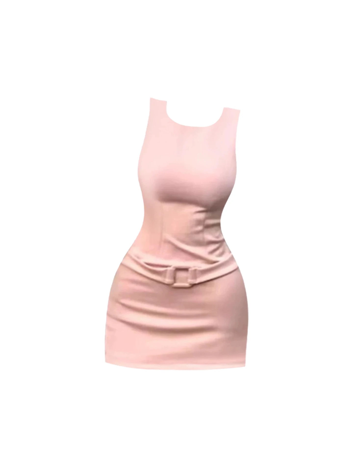 HEZA Różowa Kamizelka Damska Letnia Dopasowana Spódnica z Podkreśloną Talia i Zakrytymi Pośladkami Francuski Styl Bez Rękawów Okrągły Dekolt