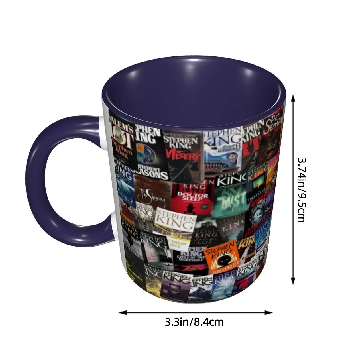 Stephen King Book Covers, Horror Bookworm Mug Ceramic Coffee Cups Tea Mugs Milk Cup Drinkware Gift for Woman Man DIY Custom