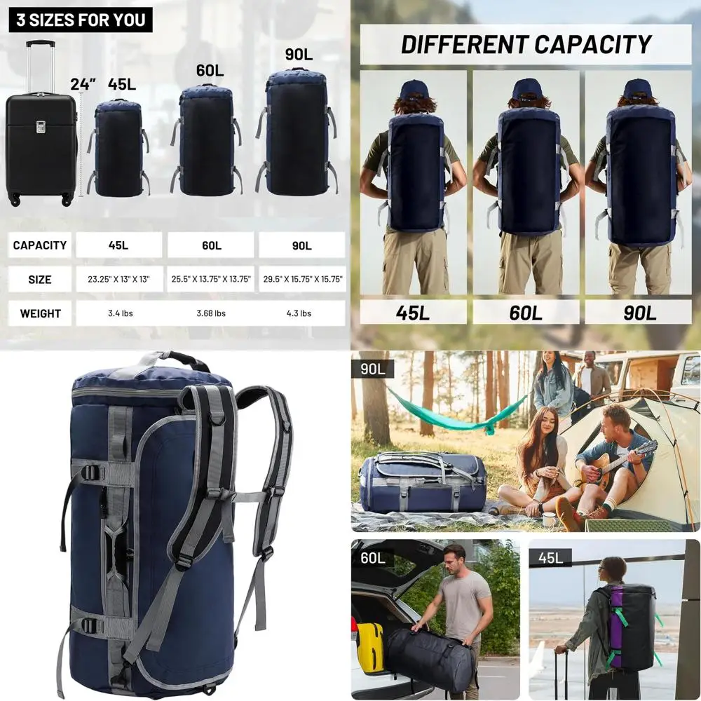 

Большая спортивная сумка для спортзала объемом 90 л с отделением для обуви, прочная и водонепроницаемая, темно-синего цвета